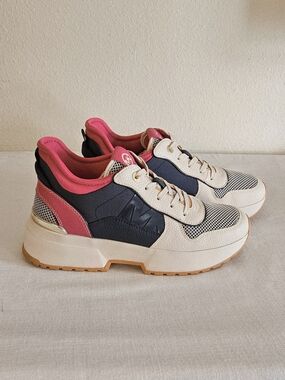 Michael Kors Chunky Platform Sneakers in Navy, Pink and Cream